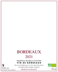 Bordeaux Bio Rouge 2021 — étiquette de base